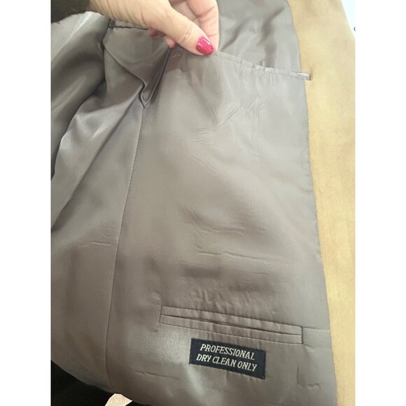 Jeffrey Banks Men’s Blazer Brown 42 R Vintage Polyester Suede Feel Sport Jacket - Picture 13 of 15